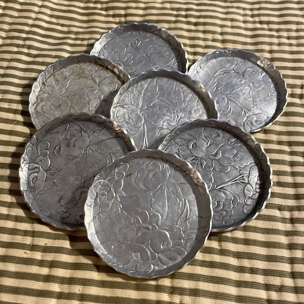 7 Vintage Aluminum Coasters